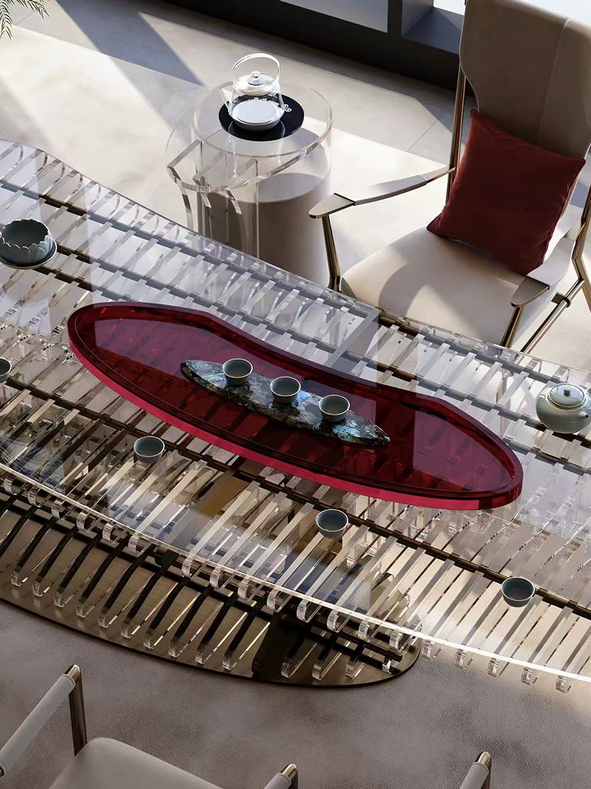 Luxury Italian Transparent Acrylic Floating Coffee Table Design
