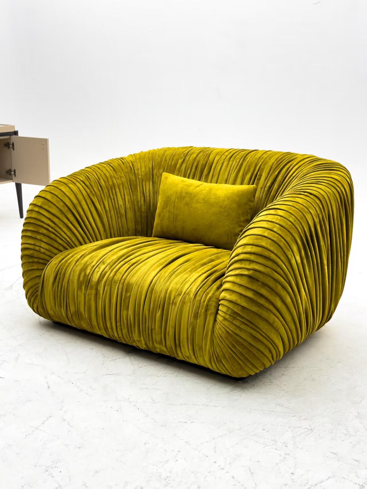 Luxury Italian Pleated Fabric Sofa