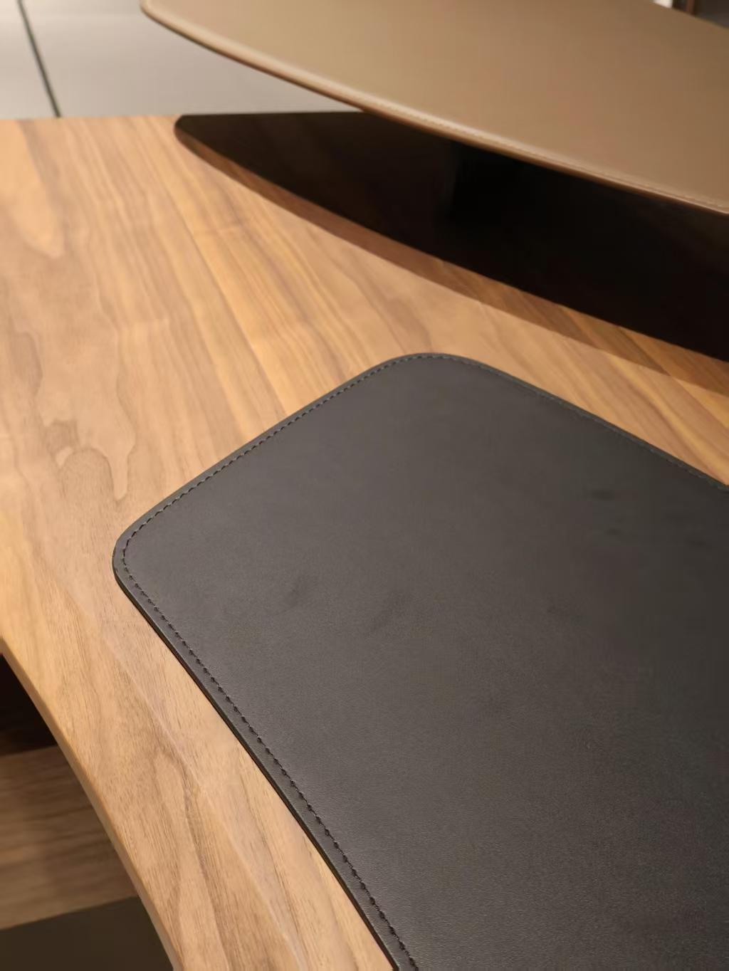 Luxury Italian Executive Corner Desk with Leather & Wood Design