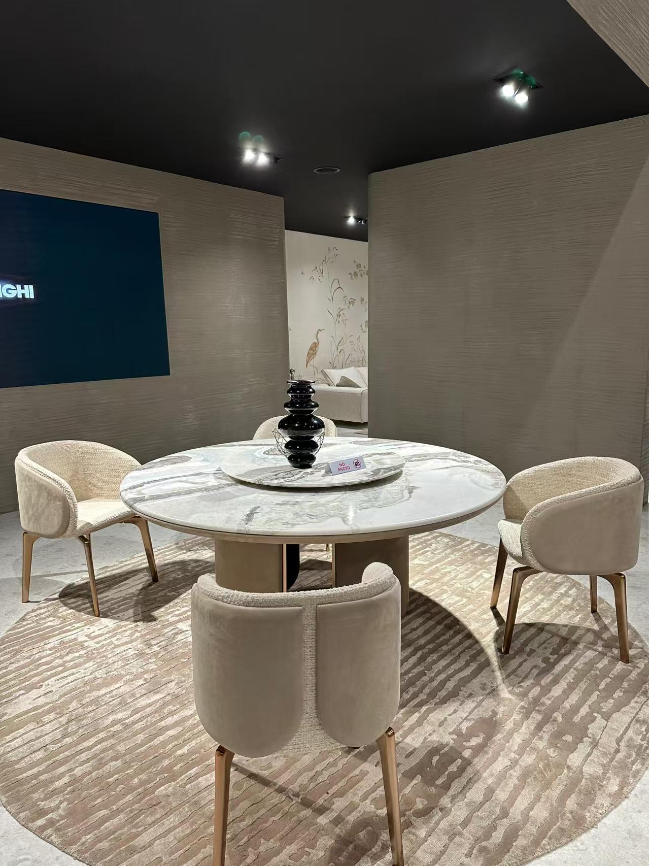 Luxury Italian Dining Chair with Leather Fabric & Stainless Steel Design