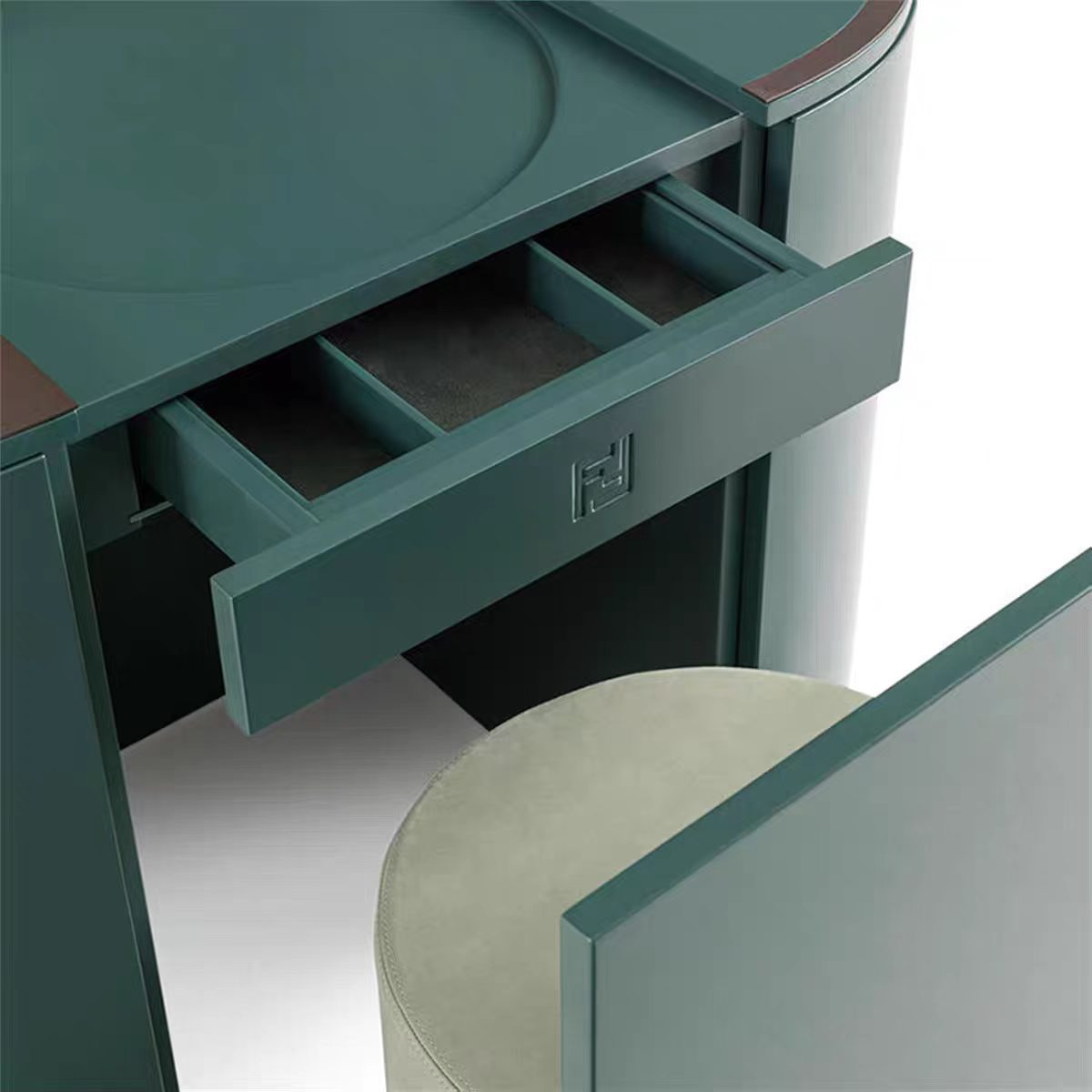 Luxury Italian Vanity Table with Mirror & Leather Design
