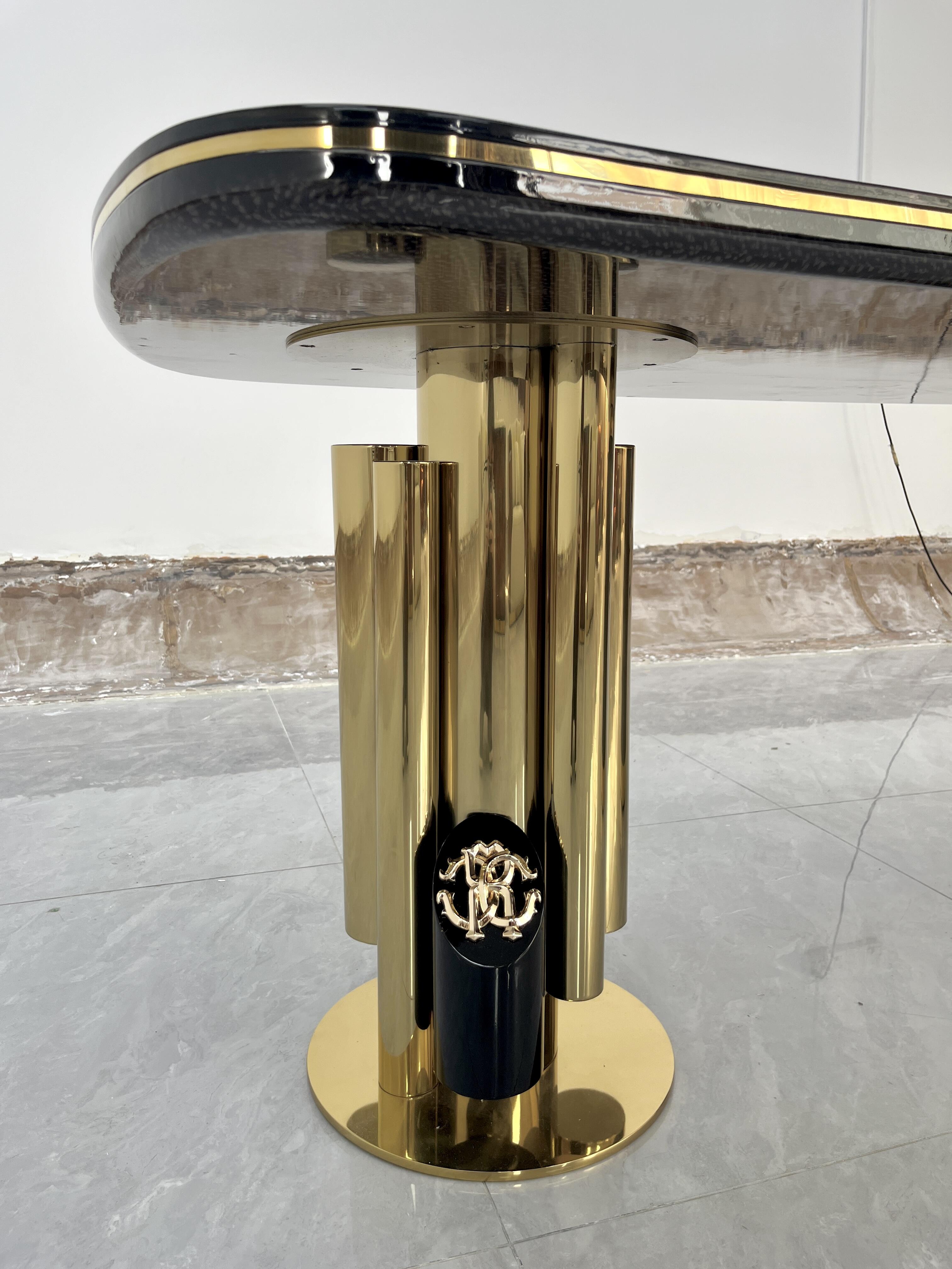 Luxury Italian Executive Desk with Wood & Stainless Steel Design