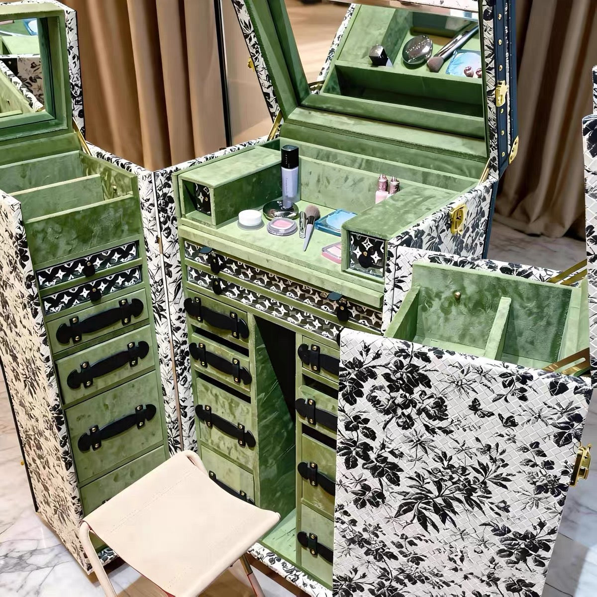 Luxury French Vintage Folding Vanity Cabinet
