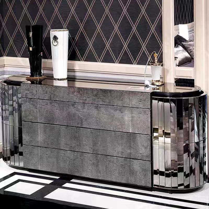 Luxury Italian Glass Console Cabinet