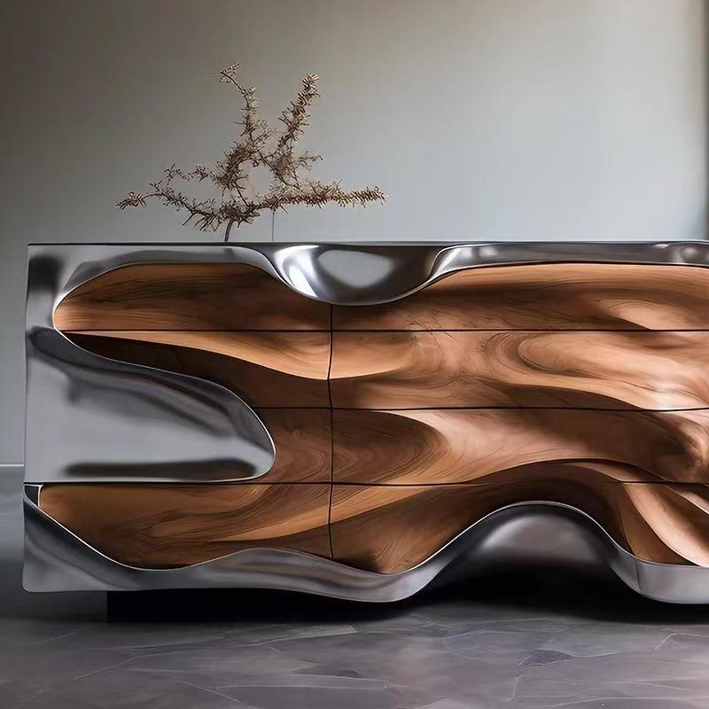Luxury Italian Sculptural Console Cabinet