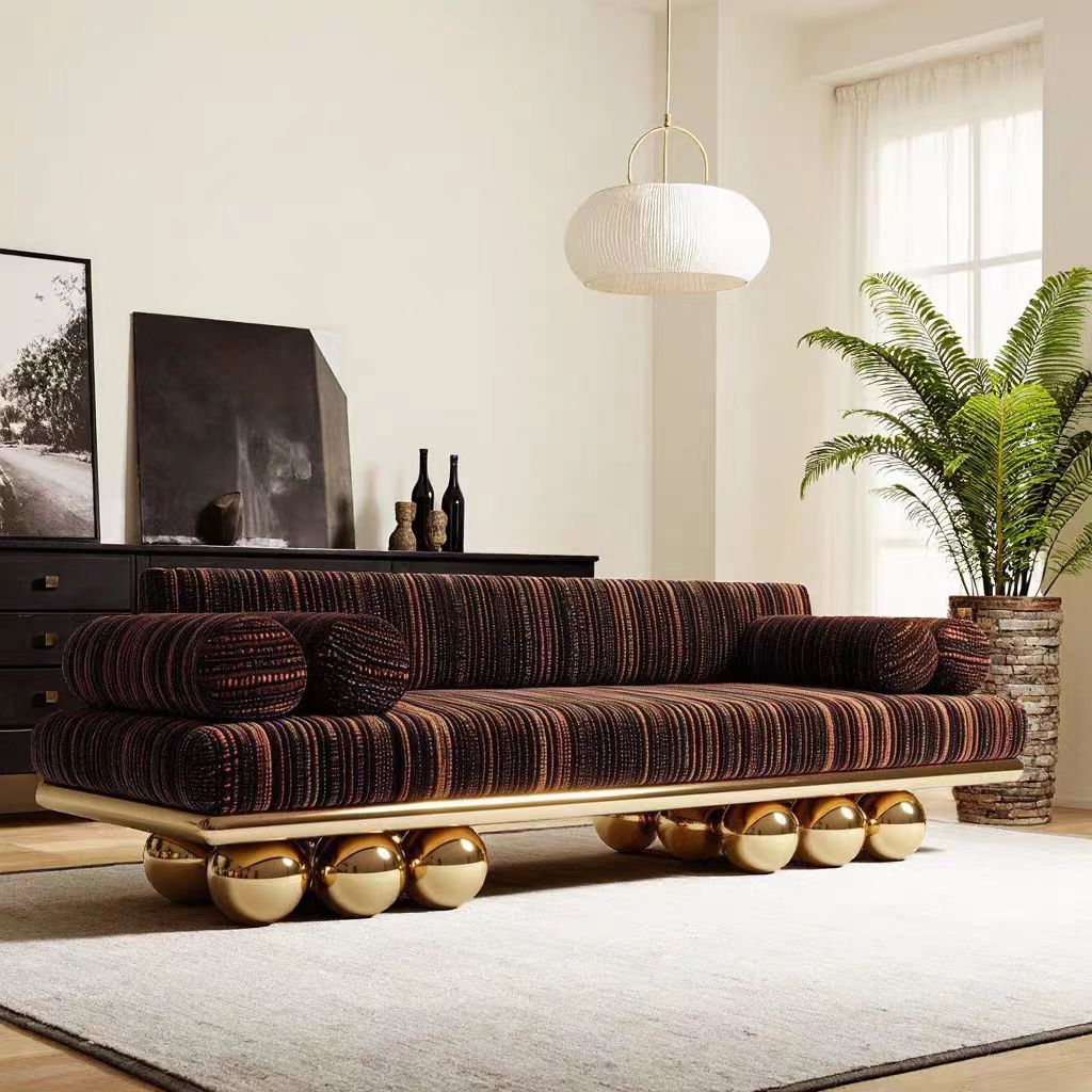 Luxury Italian Fabric Sofa with Stainless Steel Base Design