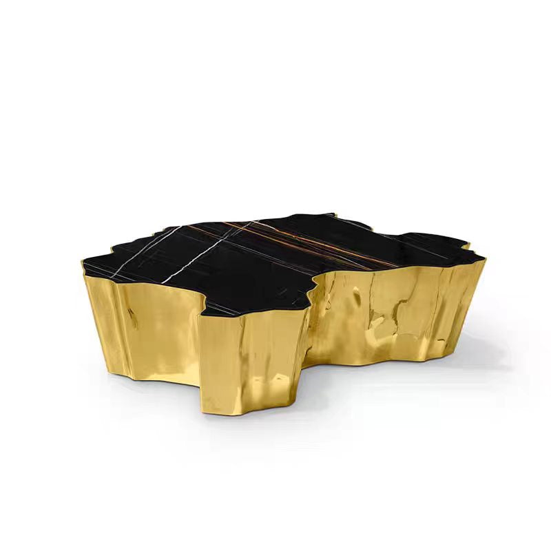 Luxury Italian Irregular Marble Coffee Table with Metal Root Design
