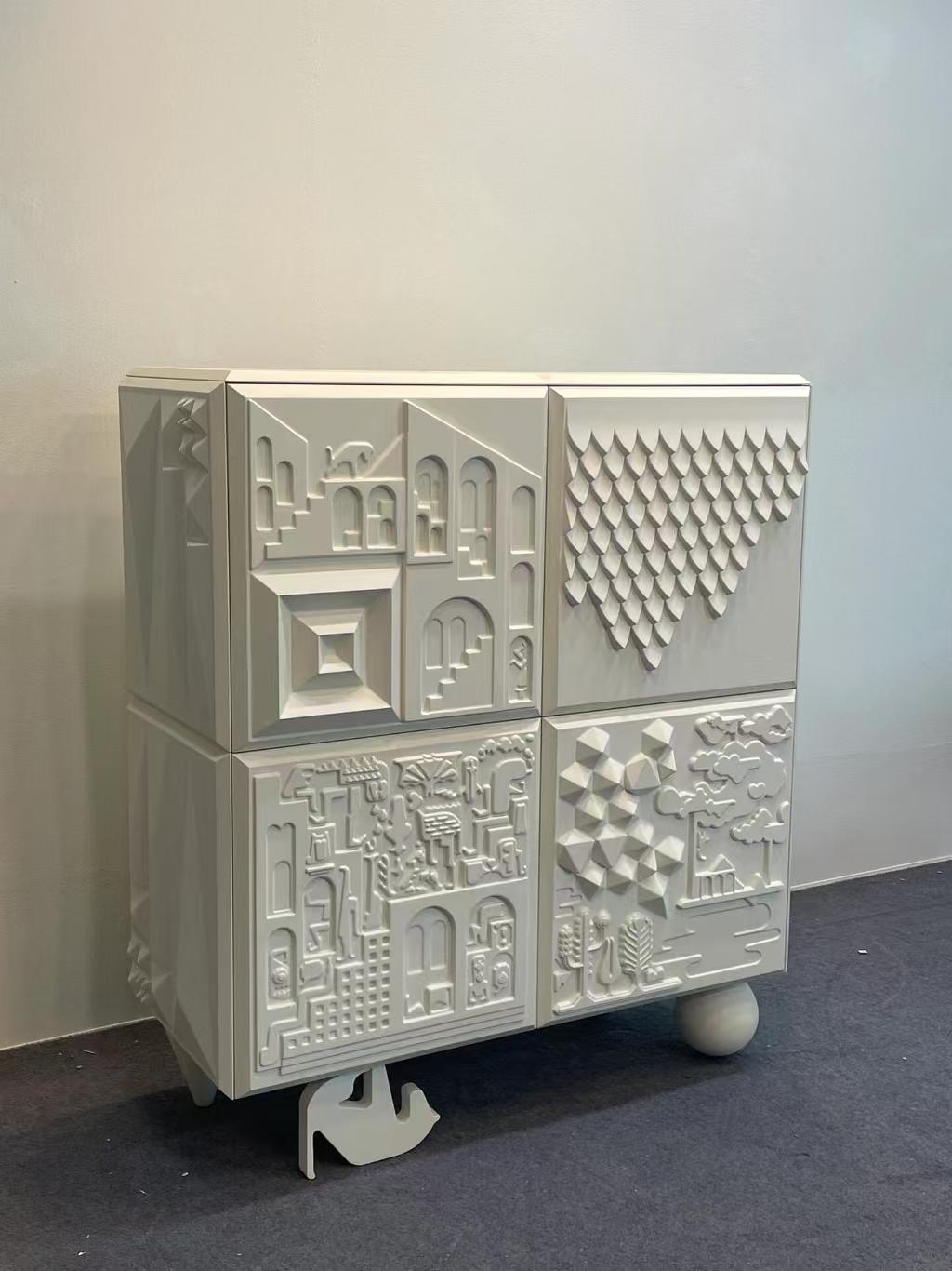 Luxury Artistic Relief Sideboard Cabinet Design