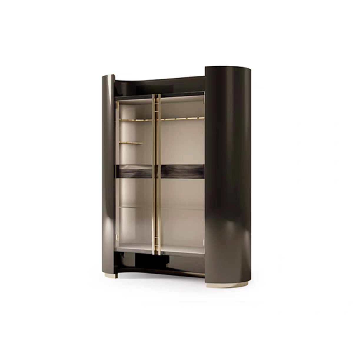 Luxury Italian Curved Glass Wine Cabinet Design