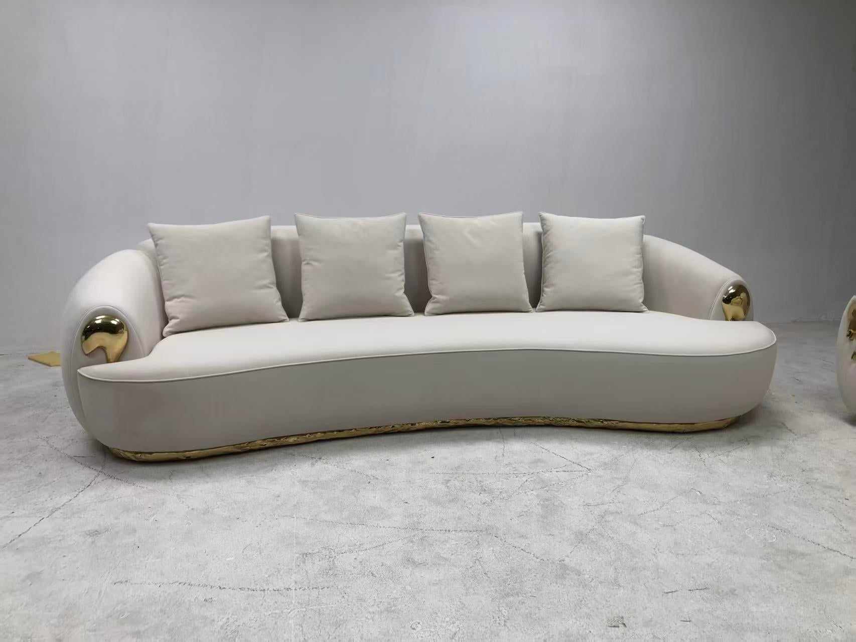 Luxury Italian Leather Curved Sofa