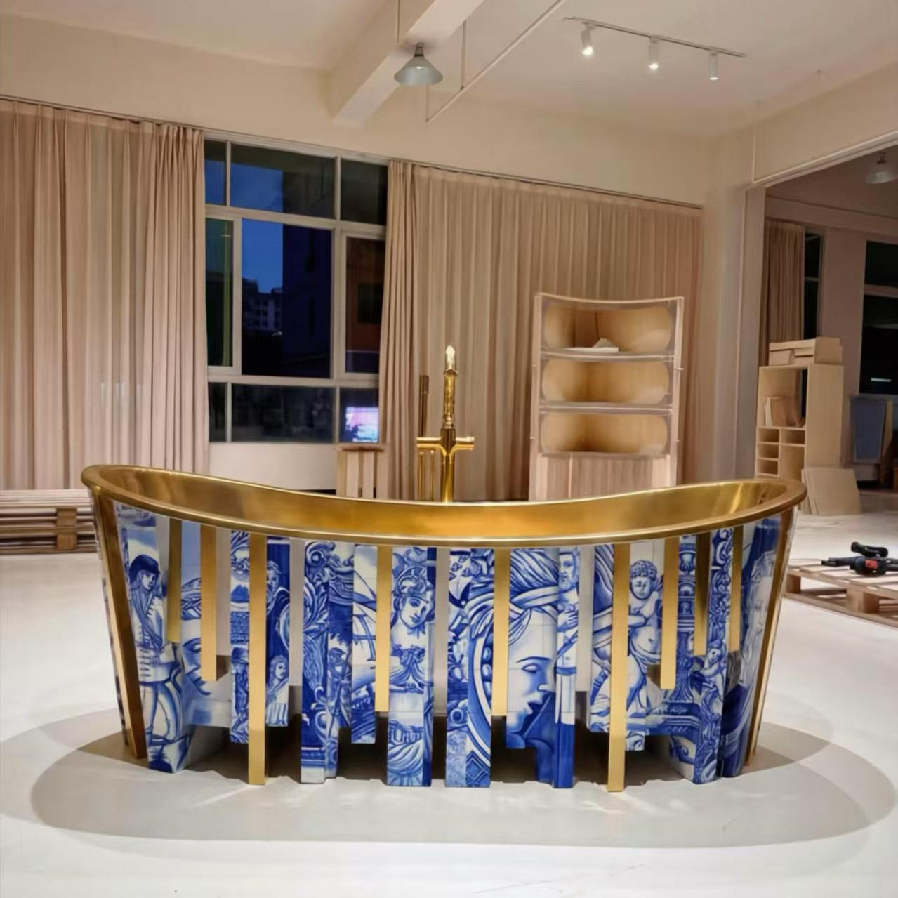 Luxury Italian Hand-Painted Stainless Steel Bathtub