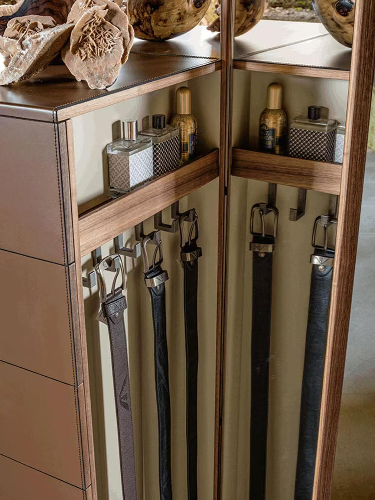 Luxury Italian Solid Wood Chest of Drawers with Glass Display Design