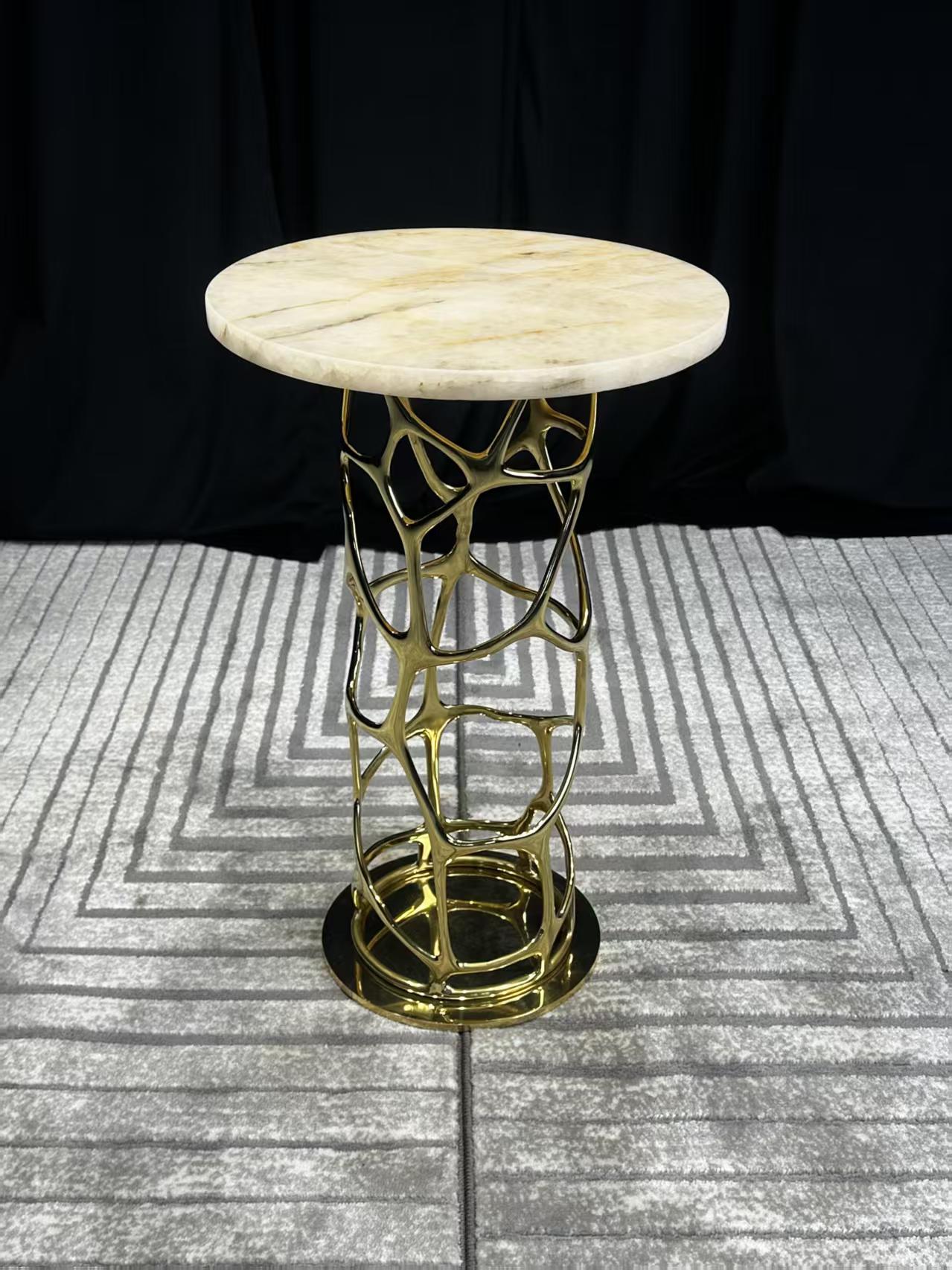 Luxury Italian Brass Spider Web Side Table