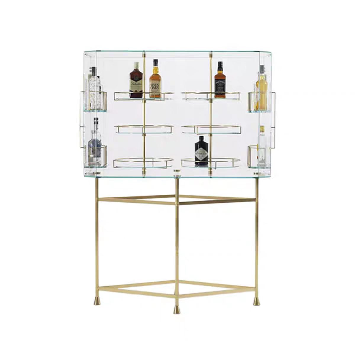 Luxury Italian Glass Wine Cabinet with Stainless Steel Design