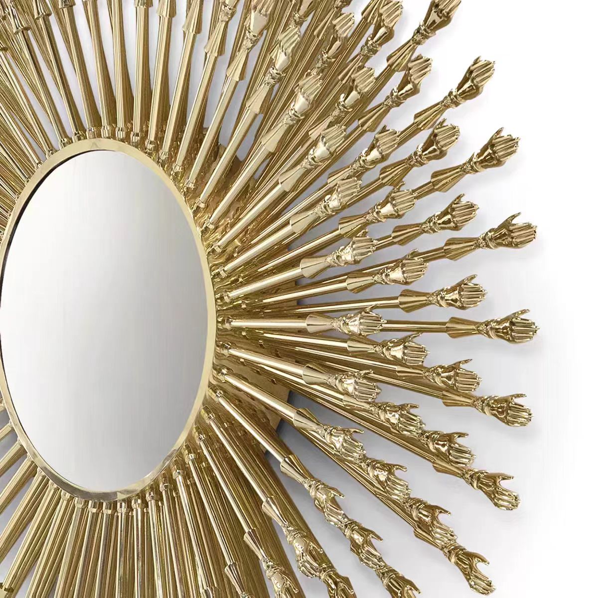 Italian Luxury Brass Sunburst Artistic Wall Mirror