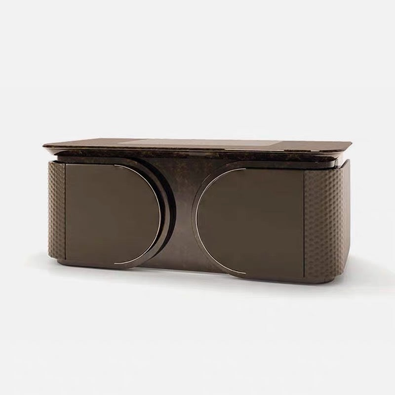 Luxury Italian Executive Desk with Leather & Stainless Steel Design