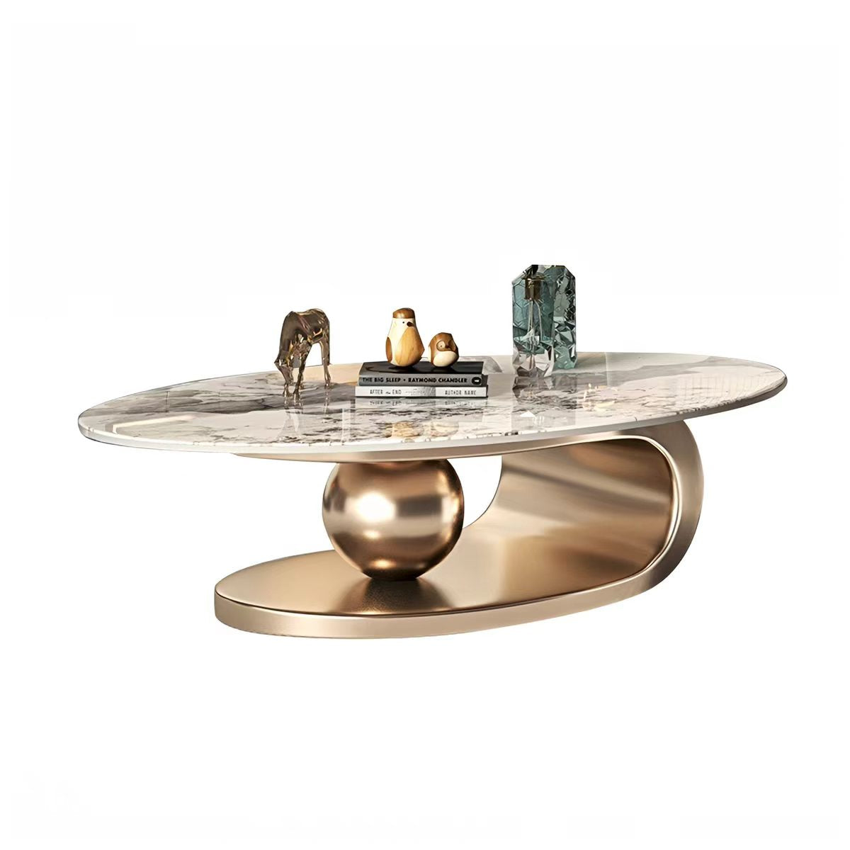 Luxury Italian Oval Marble Coffee Table