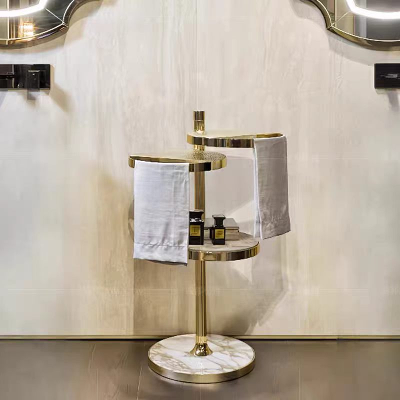 Luxury Italian Stainless Steel Towel Rack with Marble Base Design