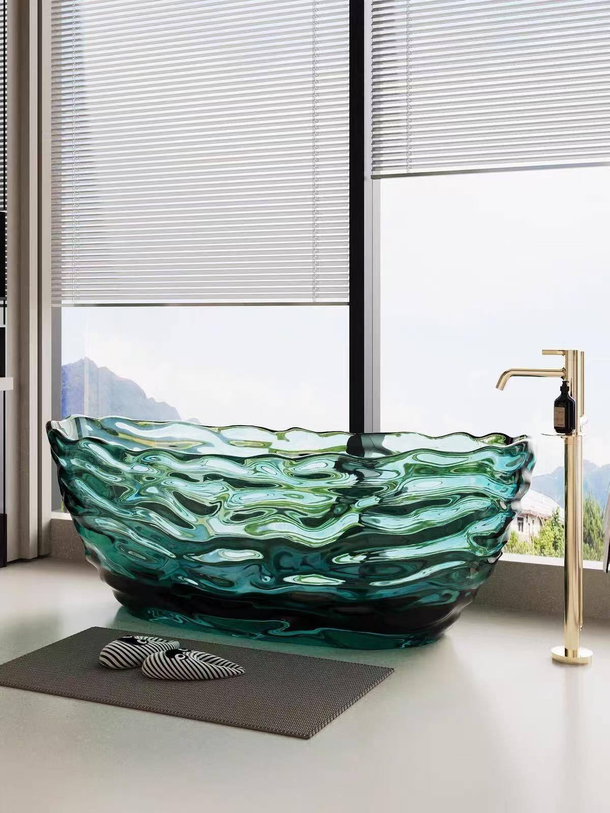 Luxury Italian Transparent Resin Freestanding Bathtub