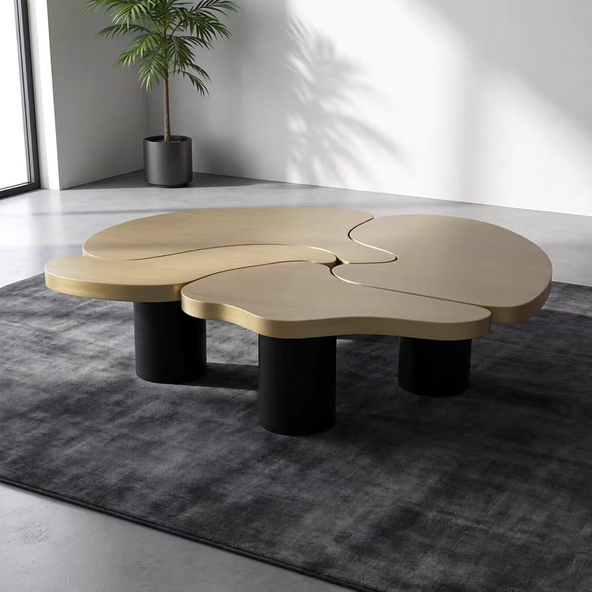 Luxury Italian Irregular Stainless Steel Coffee Table Design