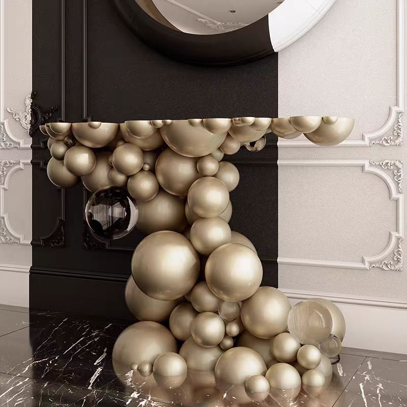 Luxury Italian Stainless Steel Bubble Console Table
