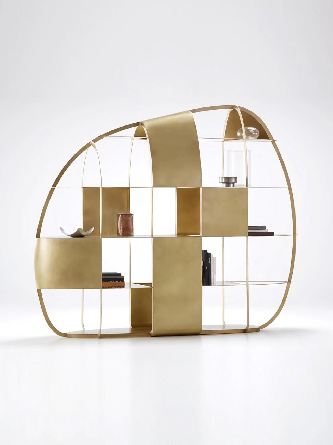 Luxury Italian Stainless Steel Display Bookshelf Design