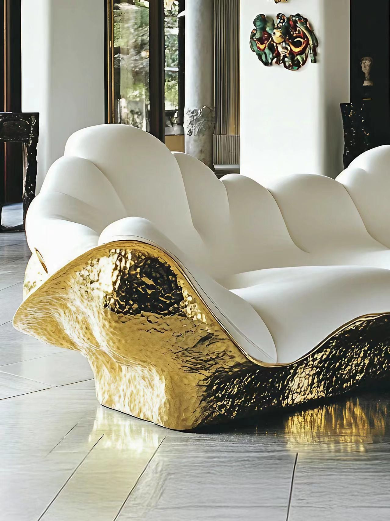 Luxury Italian Golden Cloud Sculptural Sofa