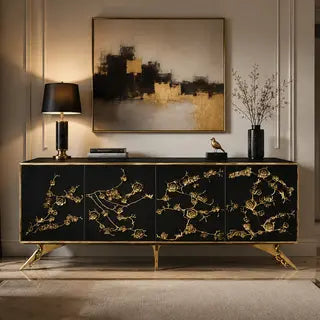 Luxury Brass Floral Storage Cabinet
