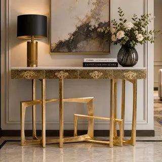 Luxury Italian Gold Leaf Console Table Design