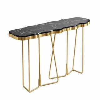 Luxury Italian Marble Entryway Console Table with Stainless Steel Design