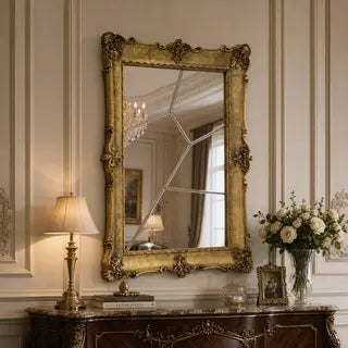 Luxury Portuguese Gold Leaf Wall Mirror with Solid Wood Design