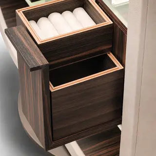 Luxury Italian Rotating Display Cabinet with Leather & Glass Design