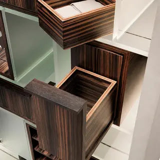 Luxury Italian Rotating Display Cabinet with Leather & Glass Design