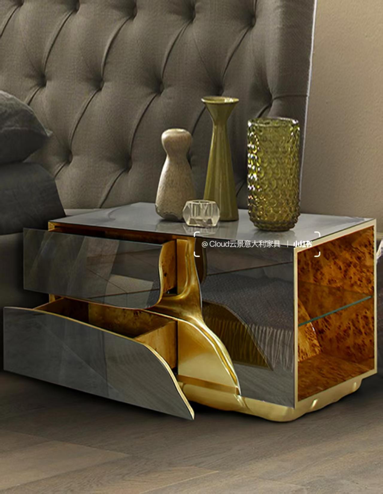 Italian Luxury Stainless Steel Nightstand