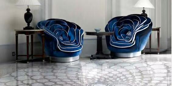 Luxury Designer Velvet Rose Petal Accent Lounge Chair