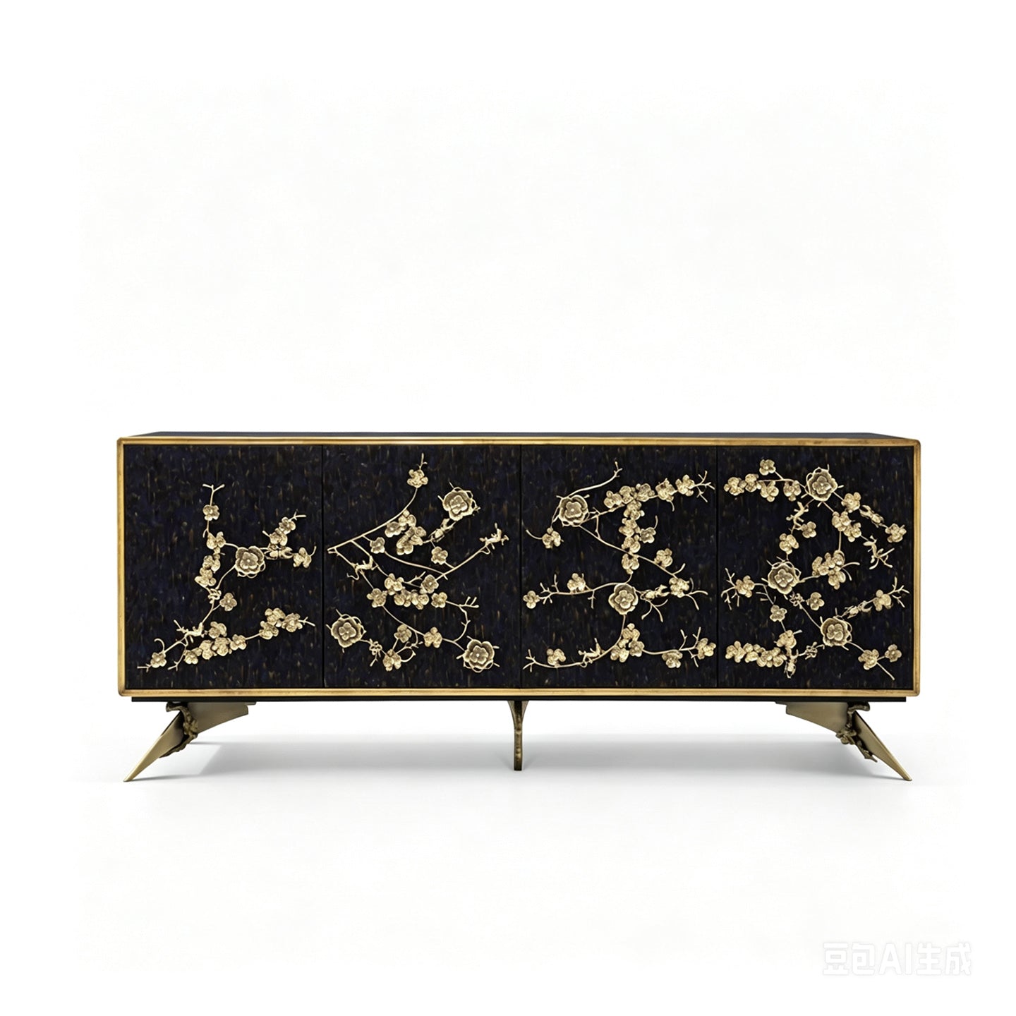 Luxury Brass Floral Storage Cabinet