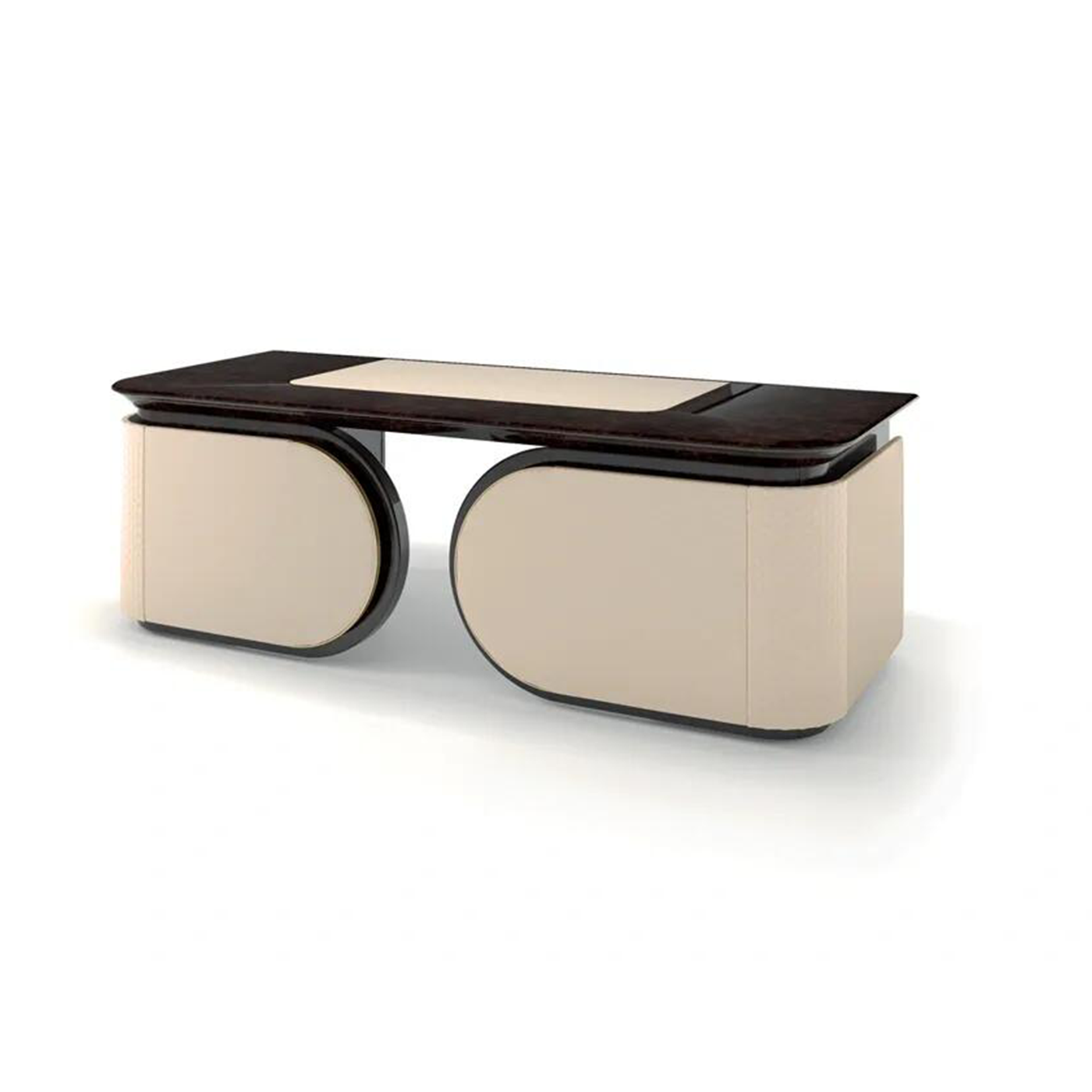 Luxury Italian Executive Desk with Leather & Stainless Steel Design