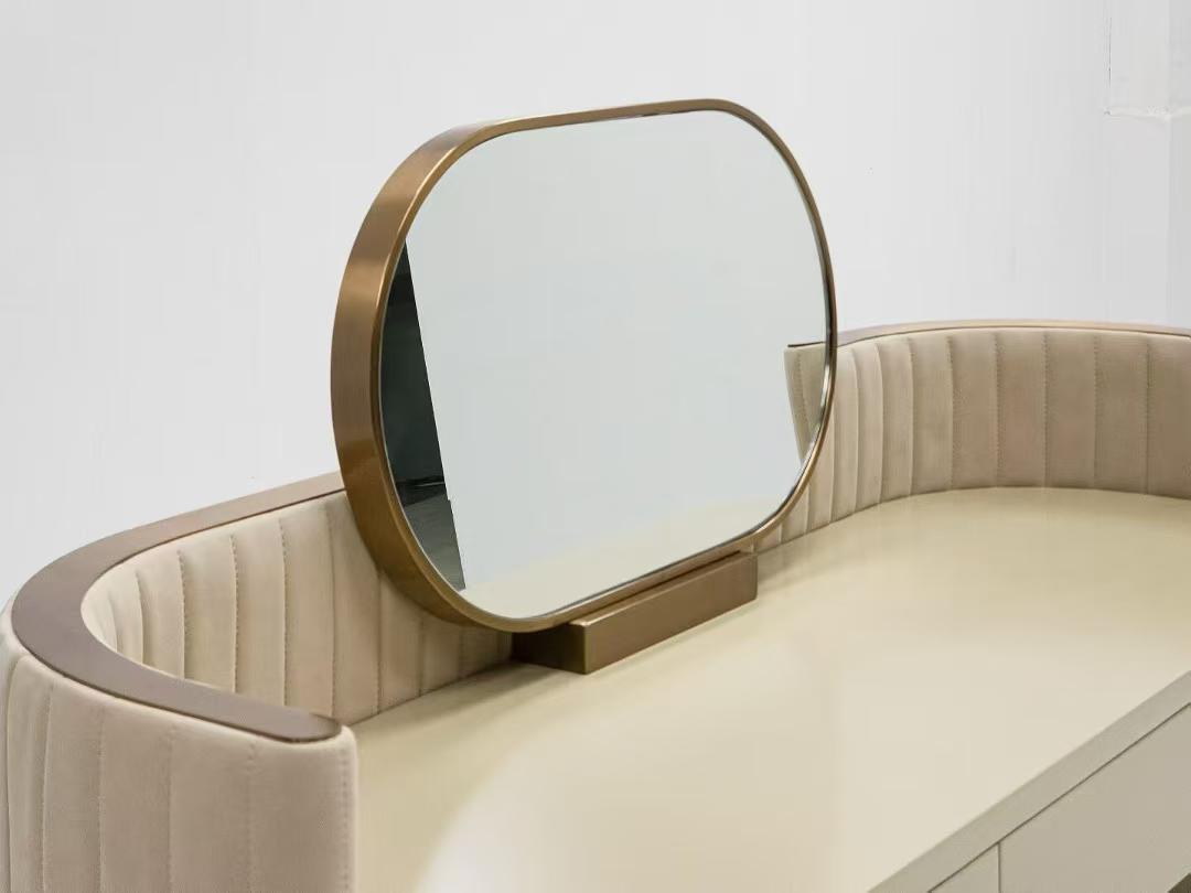 Luxury Italian Dressing Table with Leather & Stainless Steel Design