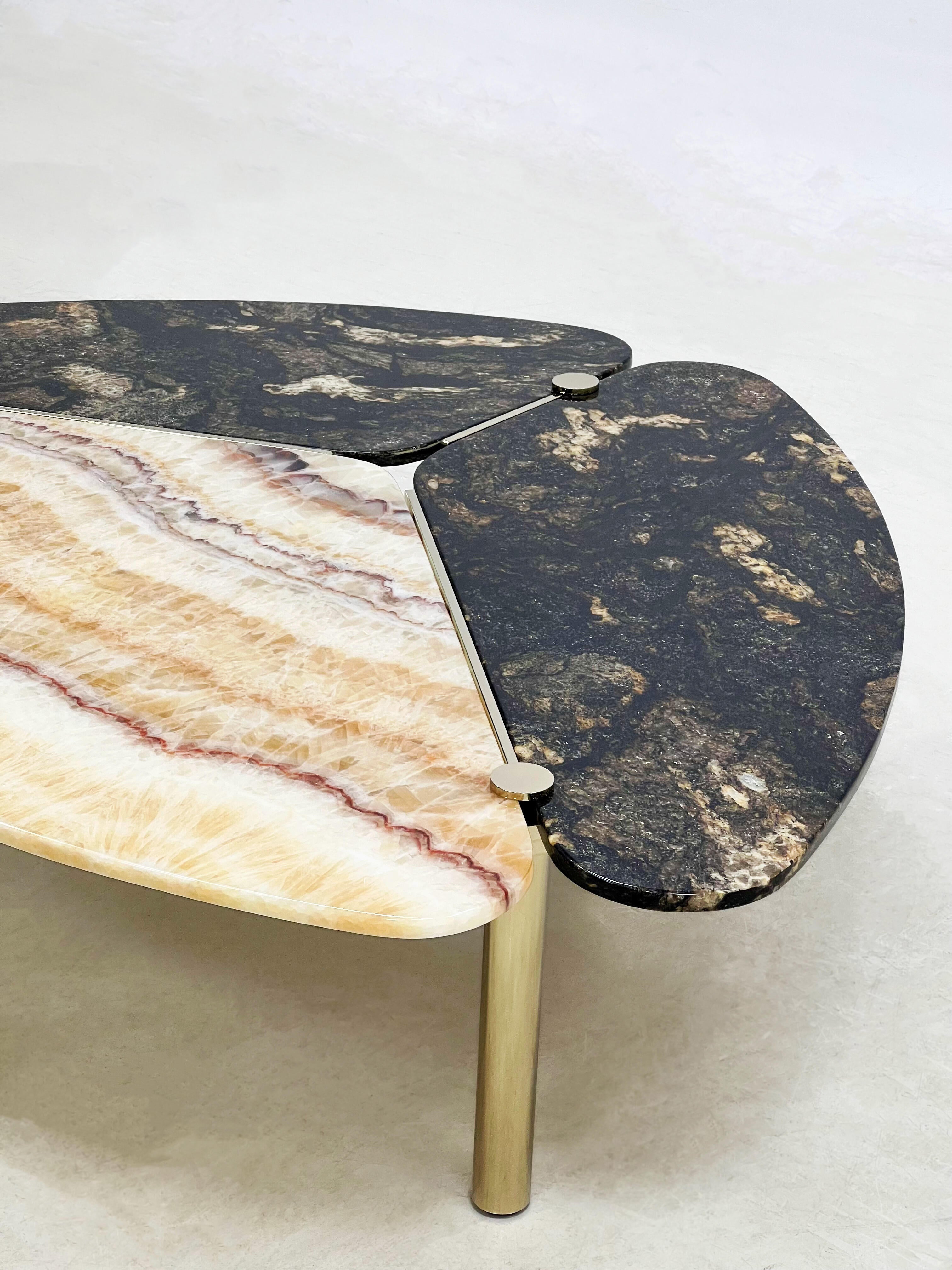 Luxury Italian Irregular Triangle Coffee Table with Natural Stone Top