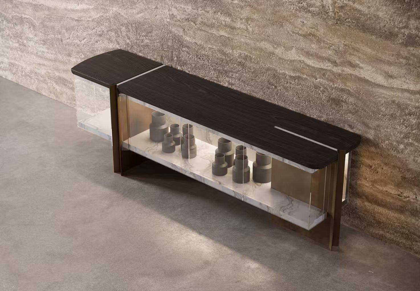 Luxury Italian Glass Sideboard Cabinet Design