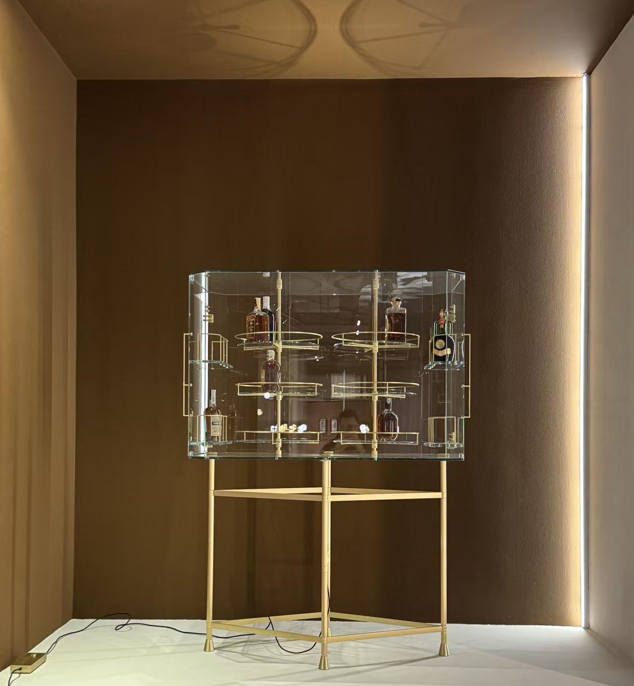 Luxury Italian Glass Wine Cabinet with Stainless Steel Design
