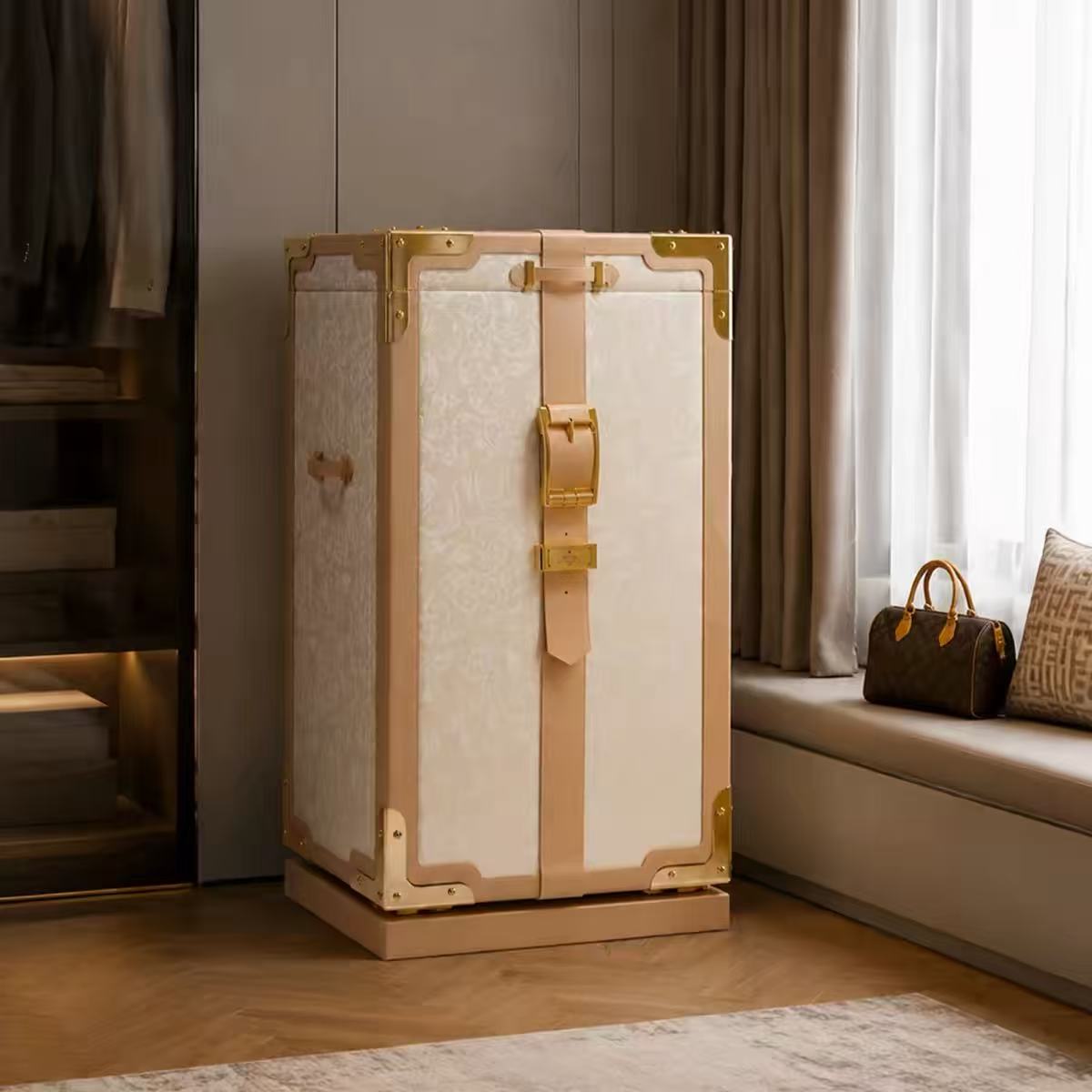 Luxury Italian Jewelry Safe Cabinet with Leather Interior