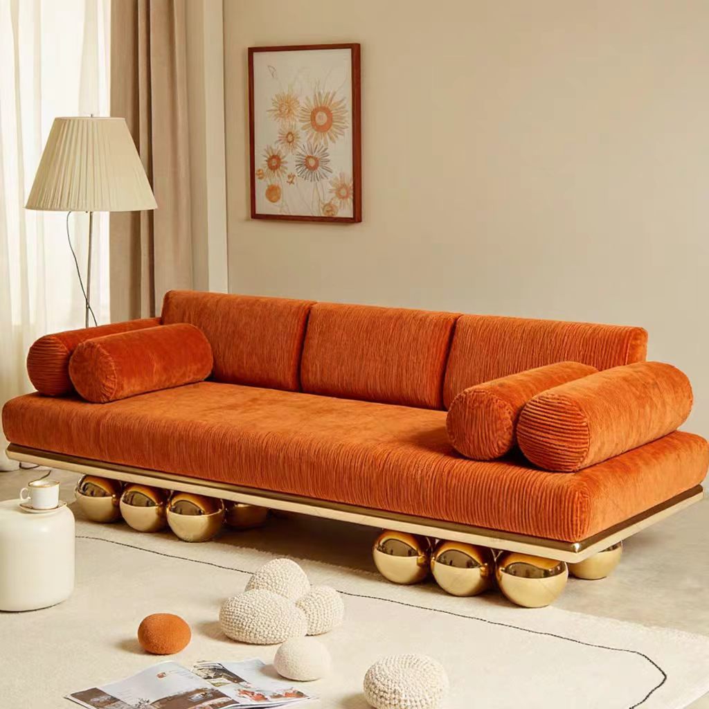 Luxury Italian Fabric Sofa with Stainless Steel Base Design