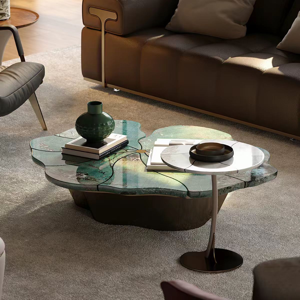 Luxury Italian Amazon Green Stone Coffee Table