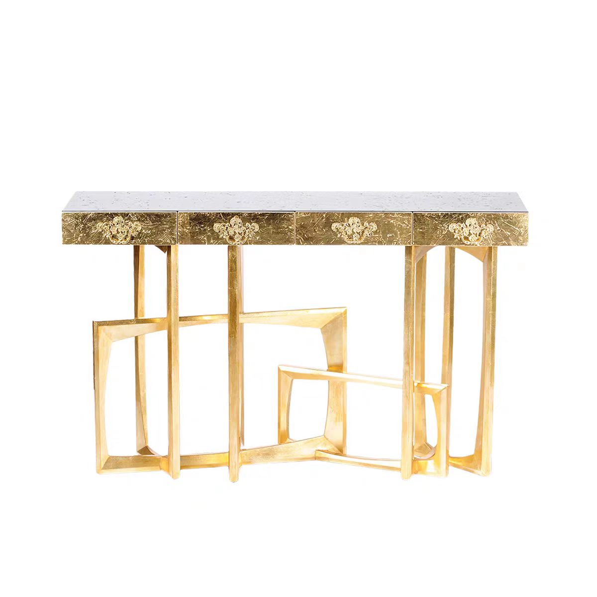 Luxury Italian Gold Leaf Console Table Design
