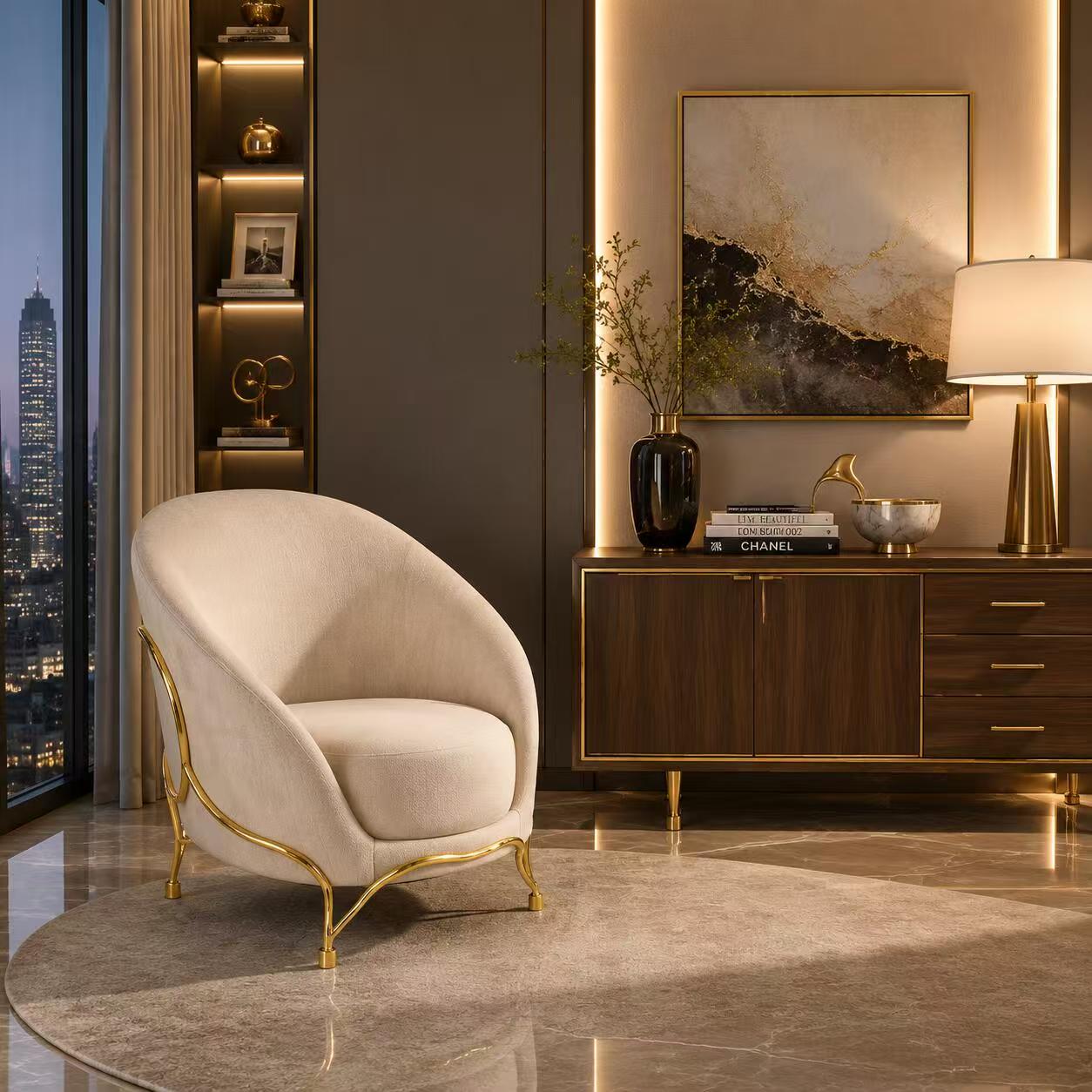 Luxury Italian Brass Lounge Chair