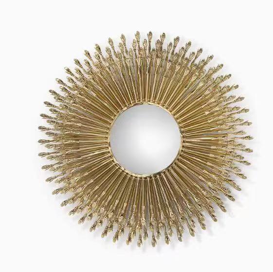 Italian Luxury Brass Sunburst Artistic Wall Mirror