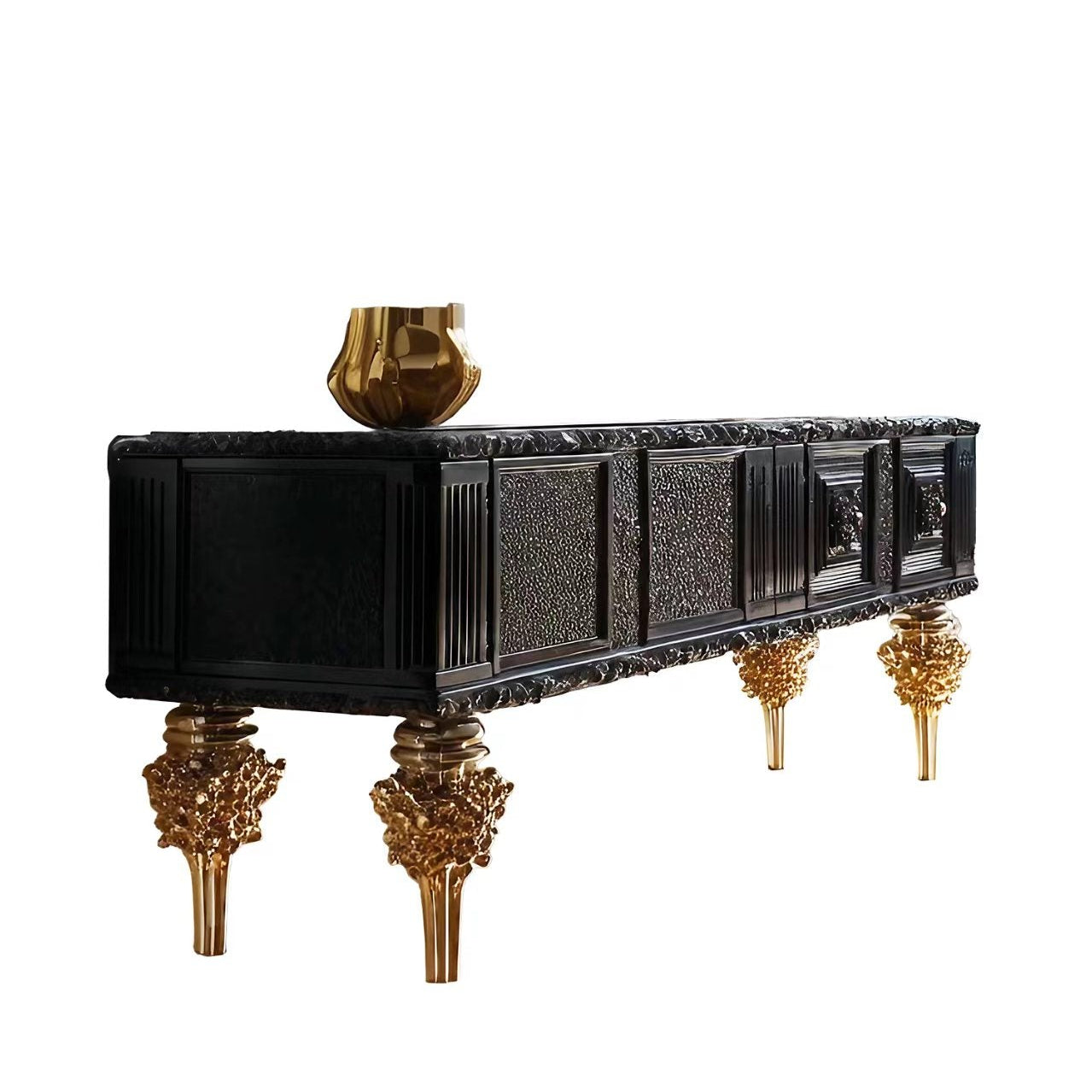 Luxury European Hand-Carved Wood TV Cabinet