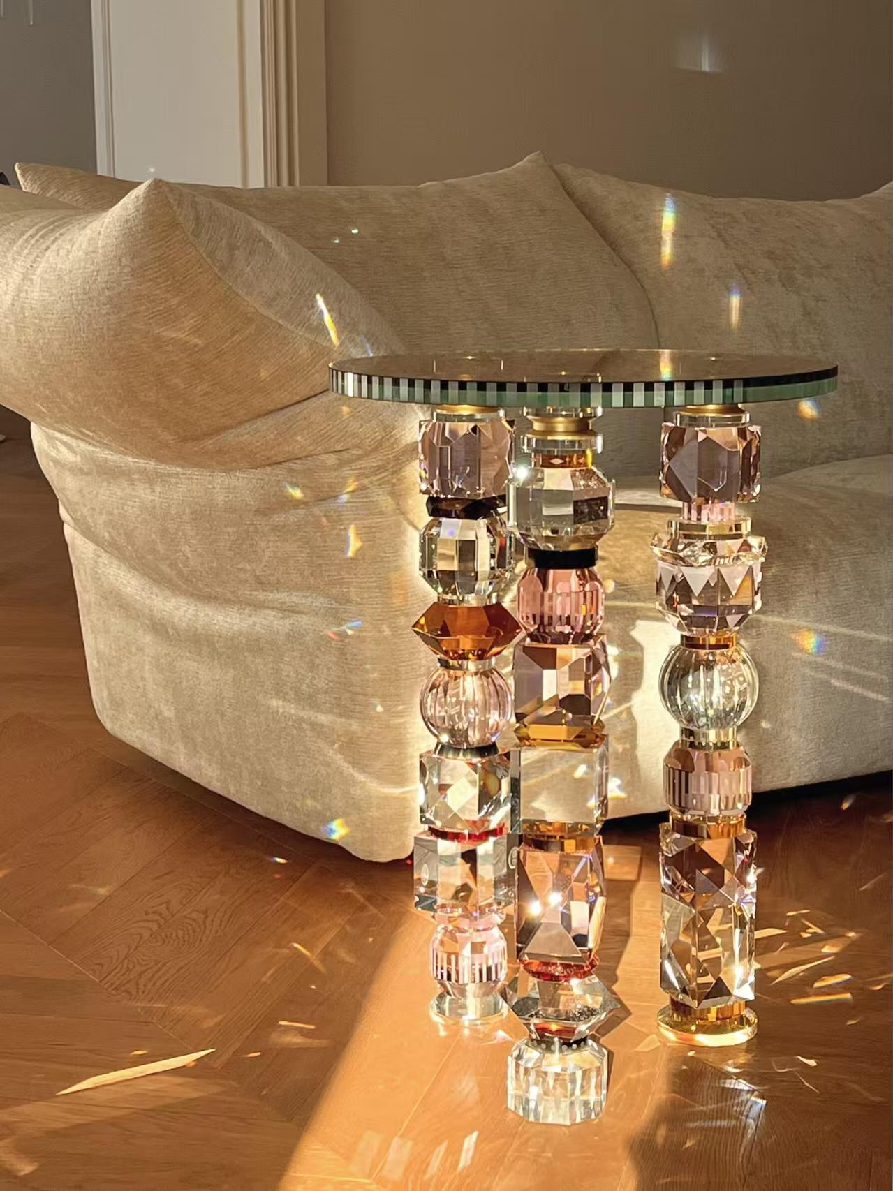 Luxury Italian Crystal Acrylic Side Table