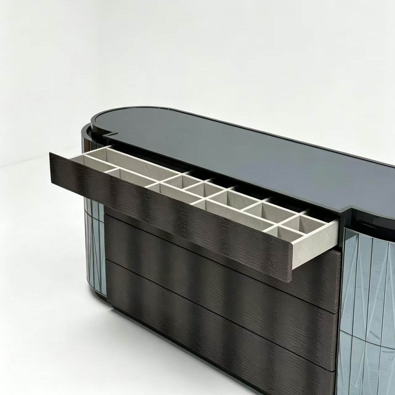Luxury Italian Glass Console Cabinet